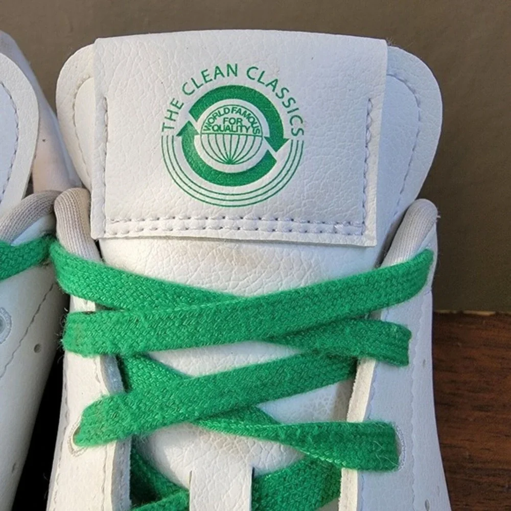 Adidas Stan Smith Vegan Clean Classics White Green Sneakers Size 4 | FU9609‎